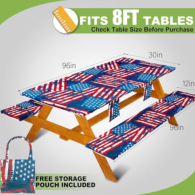Picnic Table Cover with Bench Covers Table Cloth Tablecloth Summer Outdoor Rv Patio Tent Camping Glamping Campsite Camper Essentials Accessories Items Gear Gadgets Stuff Necessities Supplies Must Have