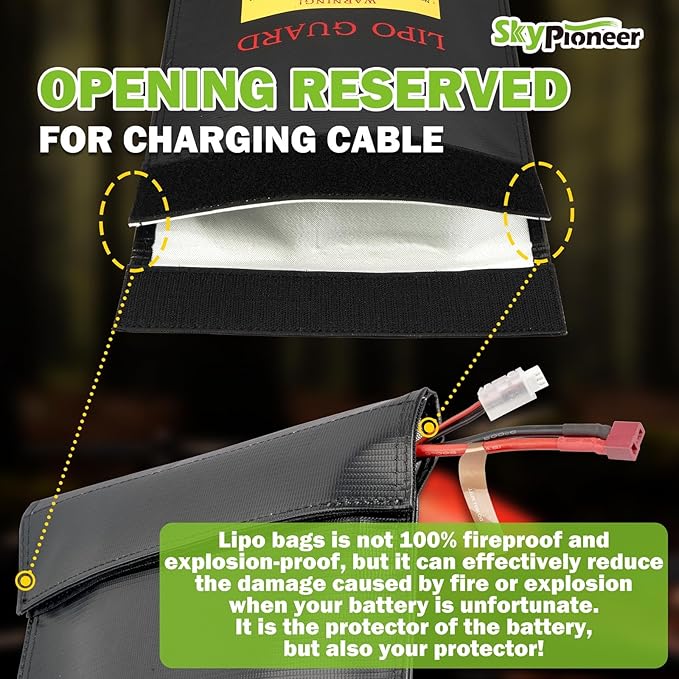 RC Lipo Safe Bag,Fire Retardant Lipo Battery Bag,9''x11.8''Black,Fireproof Explosion-proof Sack for Charging and Storage