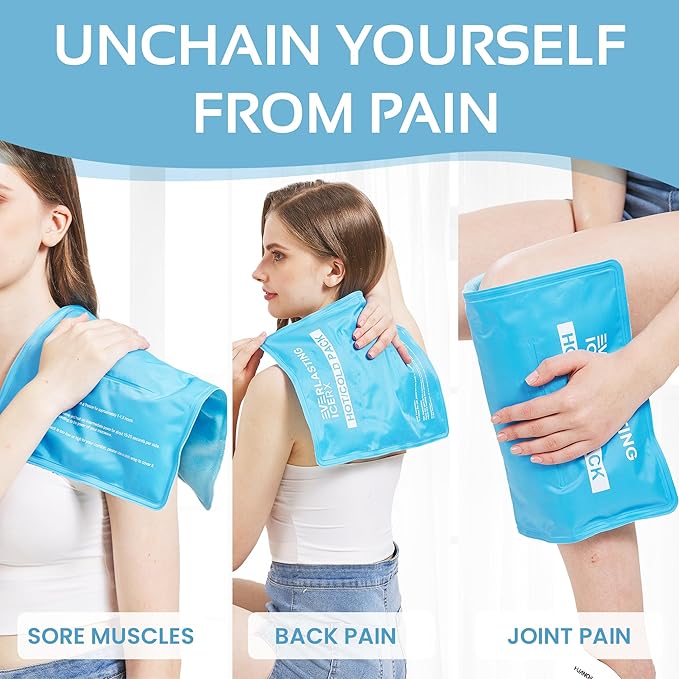 Reusable Ice Pack for Injuries | 11" x 14.5" - 2 Pack XL | Hot & Cold Pack | Large Ice Pack for Back Pain Relief, Soft Ice Packs Reusable, Flexible When Frozen