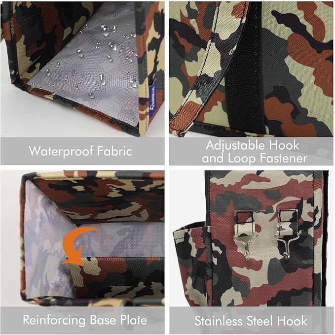 Surblue Bedside Caddy Hanging Organizer Storage Bag Pocket for Bunk, Hospital Beds, College Dorm Rooms, Baby Bed Rails, Wheelchair Side Bag, Camp Chairs, 4 Pockets and 2 Hooks (Small Jungle)