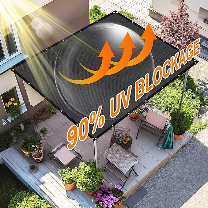 Artpuch 90% Sun Shade Cloth, 3 x 8 FT Pergola Shade Cover Canopy with Grommets, Sun Screen Fabric Tarp for Patio, Outdoor, Garden, Backyard, Dark Grey
