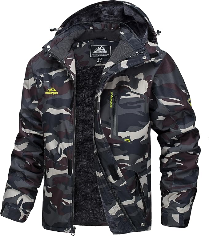 MAGCOMSEN Men's Winter Coats Water Resistant Ski Snow Jacket Warm Fleece Jacket Parka Raincoats With Multi-Pockets