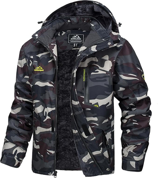 MAGCOMSEN Men's Winter Coats Water Resistant Ski Snow Jacket Warm Fleece Jacket Parka Raincoats With Multi-Pockets