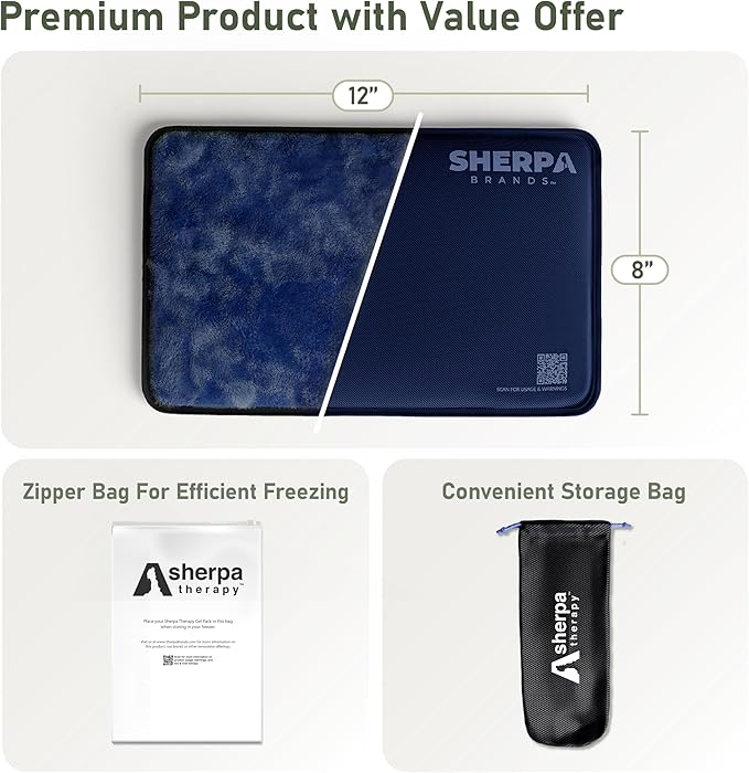 Medium Flexible Gel Ice Packs Reusable - Hot and Cold Soft Ice Packs for Injuries Reusable for Ankle, Arm, Foot, Leg, Back Pain Relief - 8" x 12" - Blue