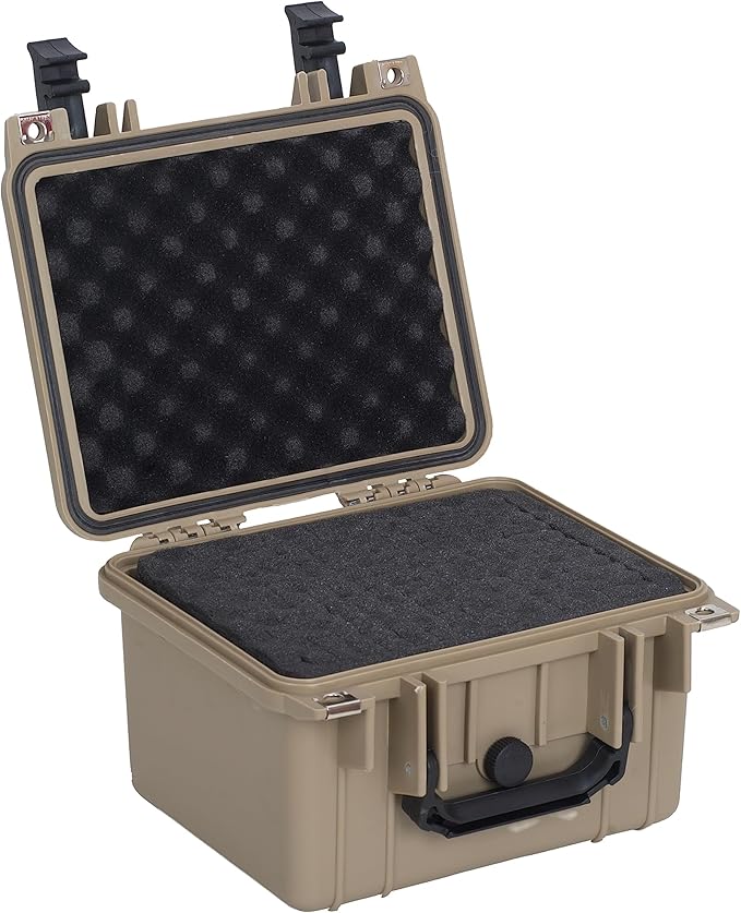 MEIJIA Portable All Weather IP67 Waterproof Camera Case,hard case with Customizable Fit Foam,Fit Use of Drones,Camera,Equipments,10.62 x9.68x6.87inches(Desert Tan)