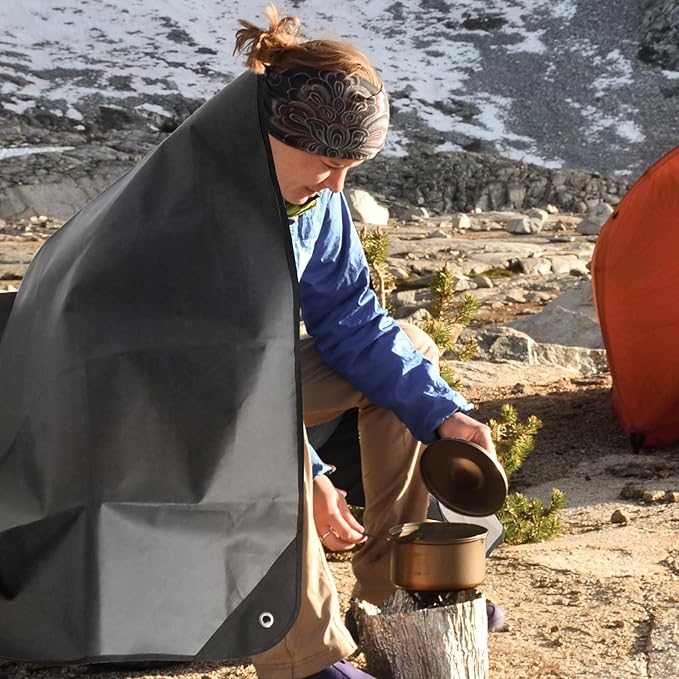 RedSwing 6 Pack Heavy Duty Reflective Survival Space Blankets, Multipurpose Emergency Thermal Blanket for All Weather, Black