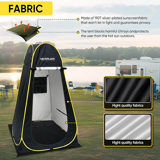 NEVERLAND Pop Up Privacy Shower Tent - Portable Changing Shower Tent, Dressing Room, Bathroom, Outdoor Rain Shelter for Camping, Hiking, Beach