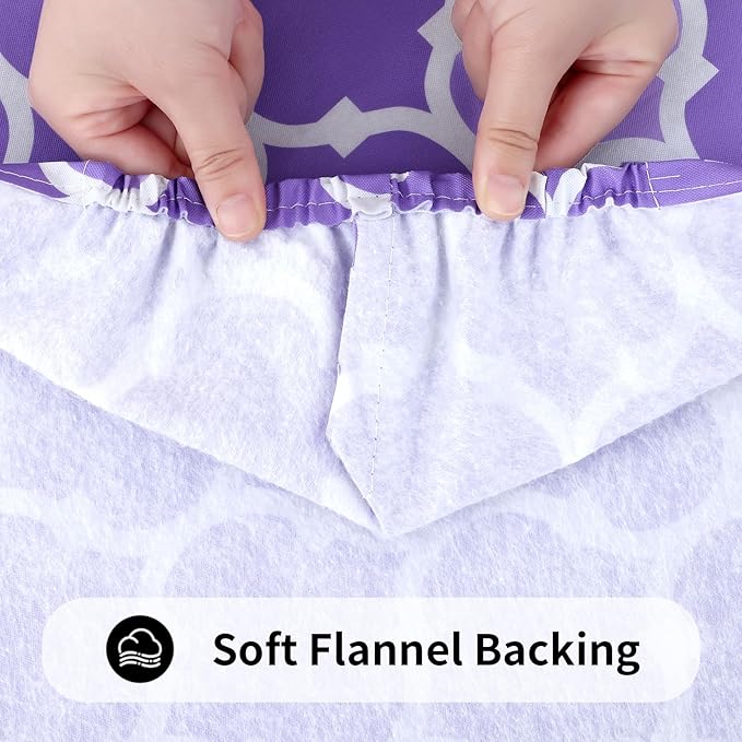 Smiry Rectangle Picnic Table Cover, Waterproof Elastic Fitted Camping Tablecloths for 5 Foot Tables, Wipeable Flannel Backed Vinyl Tablecloth Protector for Indoor, Outdoor (Lavender, 30x60 Inches)