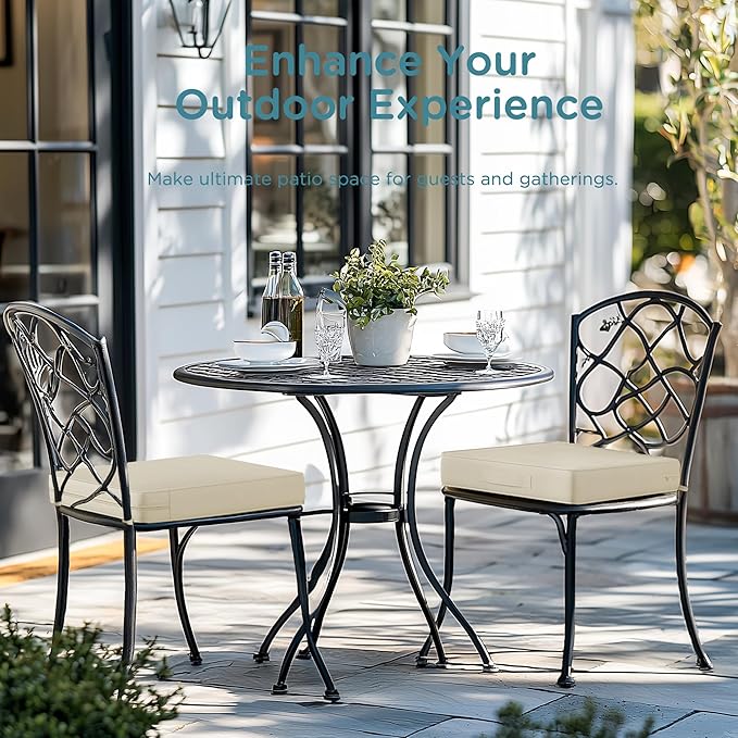 Codi Outdoor Cushions for Patio Furniture 24x24 Inch, Waterproof Chair Seat Cushion with Handles & Adjustable Straps, Fade Resistant - Set of 2, Beige