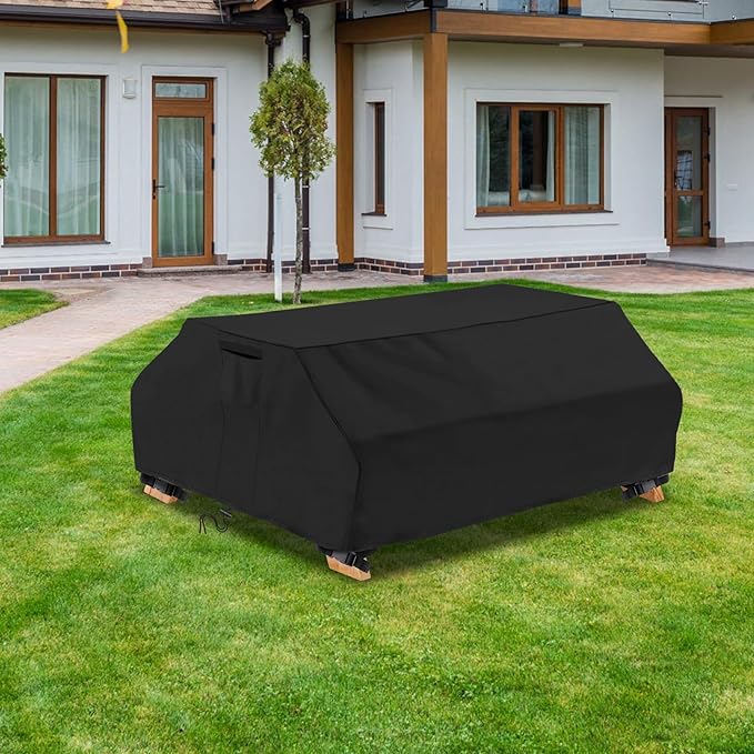 STARTWO Waterproof Picnic Table Cover Outdoor Patio Bench Covers for 8 ft Picnic Table Bench Set Windproof 96 Inch Black
