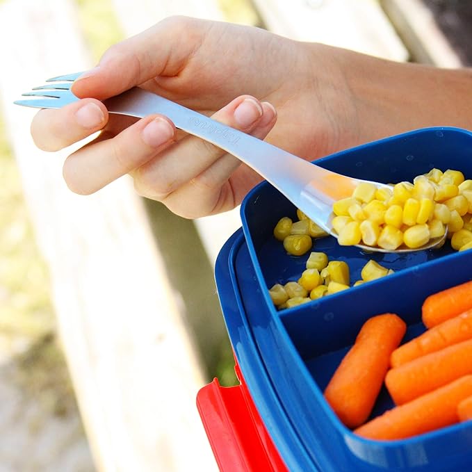 Tapirus - 5 Spork Of Steel Utensils Set - 8-inch Long Durable & Rust Proof Stainless Steel Spoon, Fork & Knife Flatware - For Camping, Fishing, & Hunting - With Bottle Opener & Carrying Case