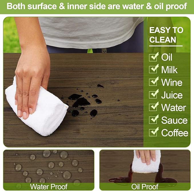 Picnic Table Cover with Bench Covers Camping Essentials Waterproof Windproof Camping Tablecloth with Drawstring Bag, Fitted Rectangle Tables and Seats, 96in, Dark Brown