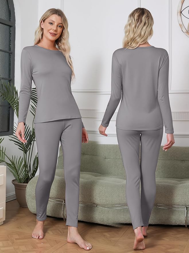 VZV Thermal Underwear for Women, Long Johns for Women Thermal Sets Fleece Lined Base Layer Top and Bottom Set