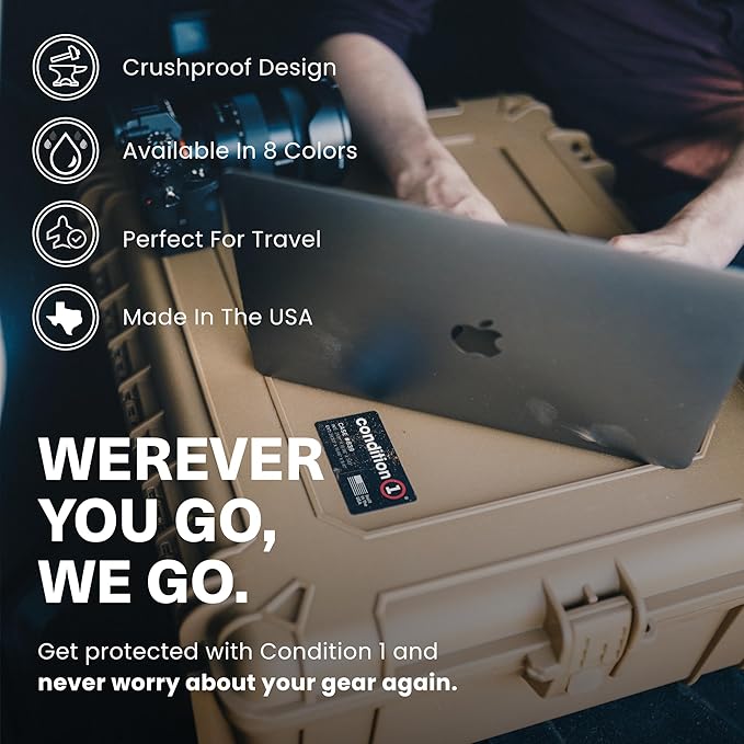 Condition 1 25" Large Waterproof Hard Case Model 839 with Foam, Portable Protective Storage Box for Travel, Hunting, Military, Tactical, Made in USA, 24.50"x 19.46"x8.41" Gun Metal Gray