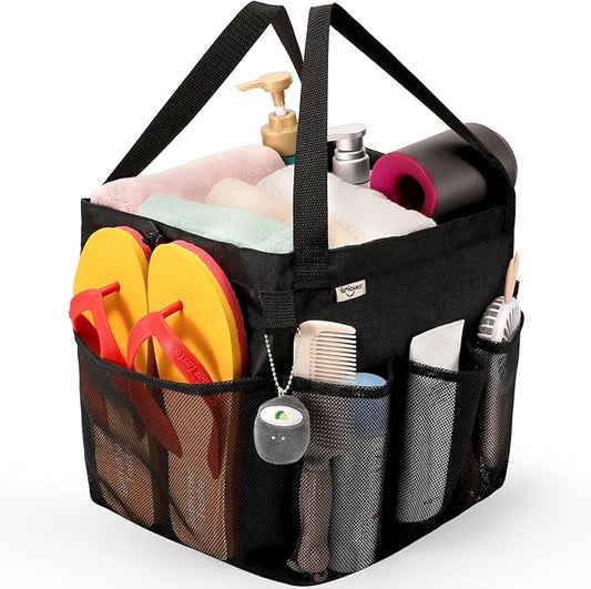 Mesh Shower Caddy Portable, Dorm Room Essentials for College Students, Large Capacity with 8 Pockets Shower Bag for Camping,Swimming,Gym,Travel