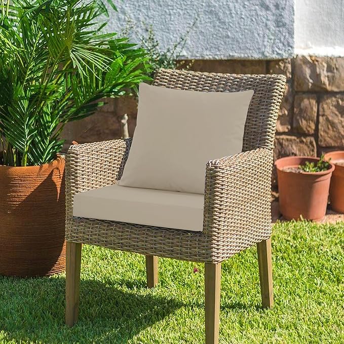 Outdoor Cushions for Patio Furniture, Waterproof Outdoor Chair Cushion w/Fade-Resistant, Removable & Machine-Washable Cover, 22x22 Inch, Deep Seat Sofa/Couch Pad Replacement – Set of 1/2/4, Cream