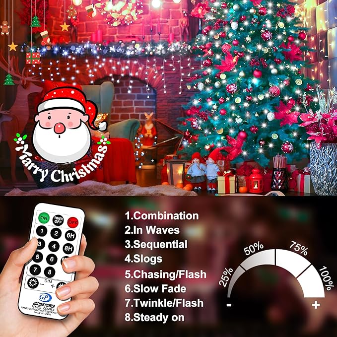 KNONEW 400FT Outdoor Christmas Fairy Lights Plug in,1200 LED String Lights Outdoor Waterproof 8 Modes Memory Times for Wedding Bedroom Walls Garden Trees Decoration(Cool White)