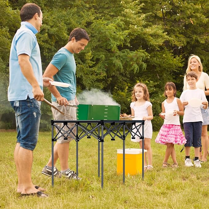 Large Camping Table Foldable for 2-8 People, 48” x 23.6” Aluminum Roll Up Camping Table Support 264lbs, Waterproof, Portable Outdoor Table with Carry Bag, for Backyard BBQ Tailgating, Black