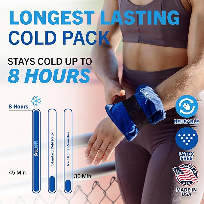 CryoMAX Cold Pack, Reusable, 8 Hour Cold Therapy Ice Pack, Small, 6"x 6" (Pack of 2)