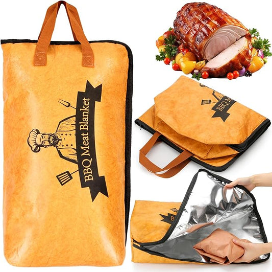 BBQ Blanket for Resting Meat Compatible with Traeger Smoker Grill, Reusable Pellet Smoker Meat Insulated Resting Bag with Wide Mouth for Large Brisket/Beef,Gifts for Men Him Dad,Traeger Accessories