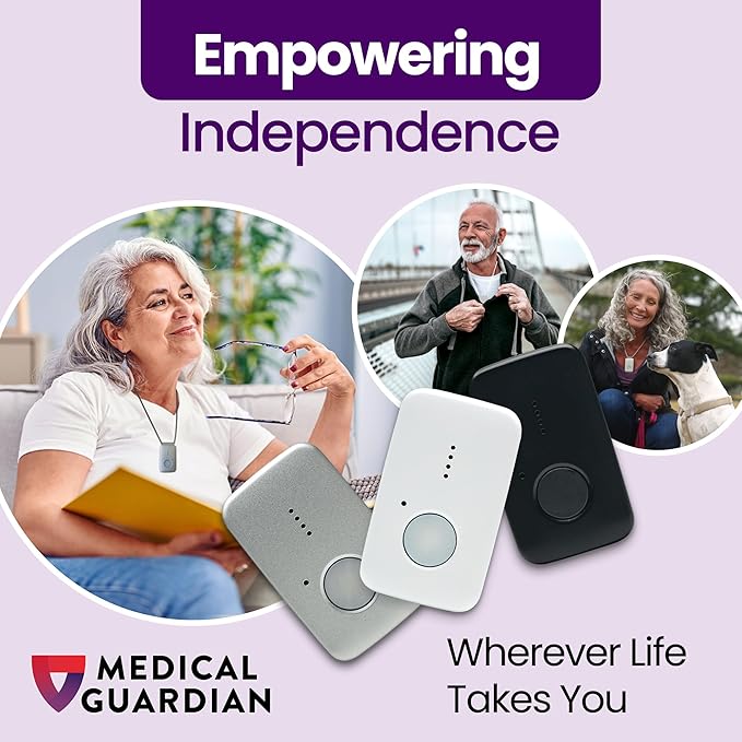 Medical Guardian MGMini | Medical Alert Device for Seniors | Water-Resistant, Emergency Call Button, 24/7 Monitoring, Step Counter, GPS Tracking | Monthly Subscription Required | White