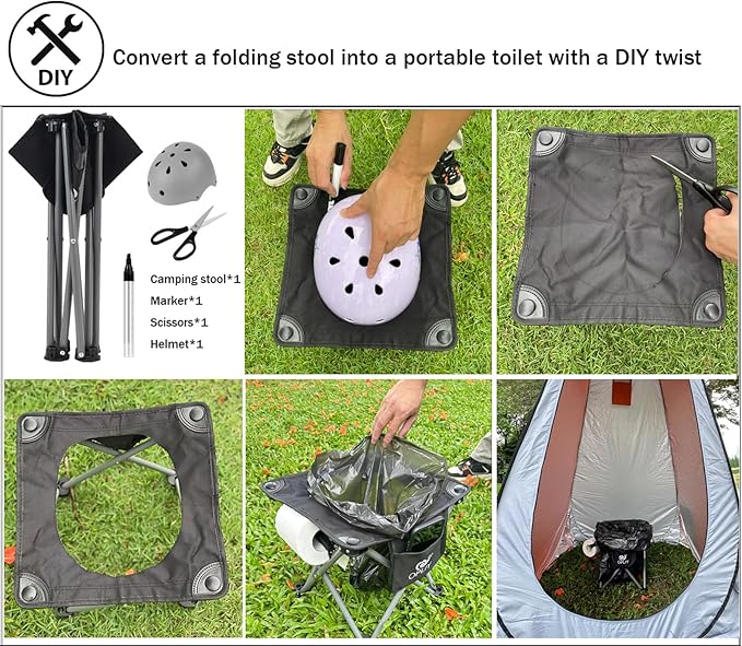 Opliy Camping Stool 2 Pack,13.5 Inch Portable Folding Stool for Outdoor Gardening and Beach Hiking Fishing,Foot Stool with Carry Bag (Black)