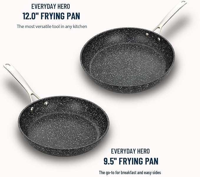 UCC LIFE Non Stick pots and pans set, 9.5" and 12" Kitchen Cookware Pot 2 Piece Set, Stainless Steel Handle, Bottom can Withstand High Temperatures (PFOA PFAS PTFE Free)
