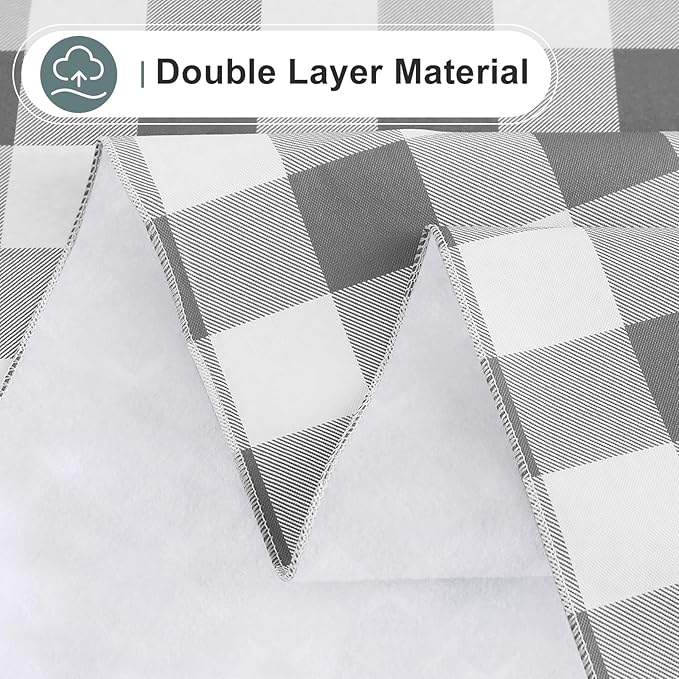 misaya Rectangle Waterproof Vinyl Table Cloth, Buffalo Flannel Backed Tablecloth, Wipeable Plastic Table Cover for Dinner, Kitchen, Outdoor (60" x 120", Grey and White)