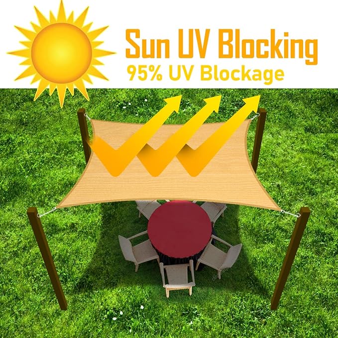 7' x 23' Yellow Outdoor Sun Shade Sail Canopy ??UV Resistant Permeable Awning Fabric for Patio, Garden, Backyard, Pergola, Carport, Lawn Shelter Cover
