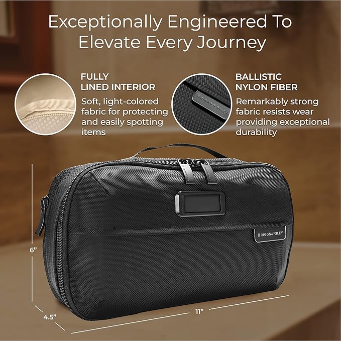 Briggs & Riley Toiletry Kit - Travel Bags for Women & Men, Organizer for Vacation, Dopp Kit for Bathroom Accessories, Makeup, & Skincare