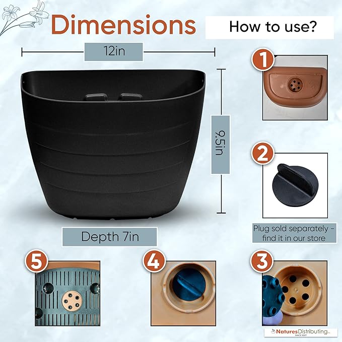 Terracotta Wall Planter – Self-Watering Hanging Garden Planter Indoor & Outdoor, 12 Inch Pot with Planter Grid for Flowers, Vegetables & Herbs – UV-Resistant, BPA-Free