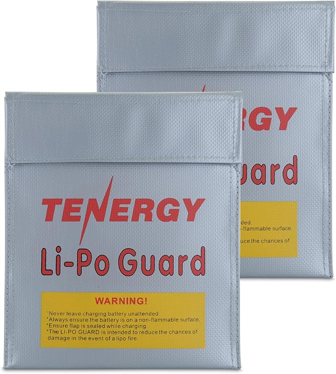 Tenergy 2 Pack Lipo Bags, Fire Retardant Lipo Battery Bag for Charging and Storage, 7x9inches