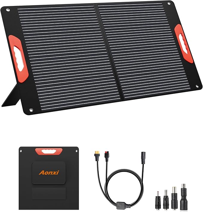 100W Portable Solar Panels for Power Station, 100 Watt ETFE Monocrystalline Foldable 20V DC Output Solar Panel Charger, 24% High Efficiency, QC3.0 USB-A & Type-C Output for Outdoor Camping RV Blackout