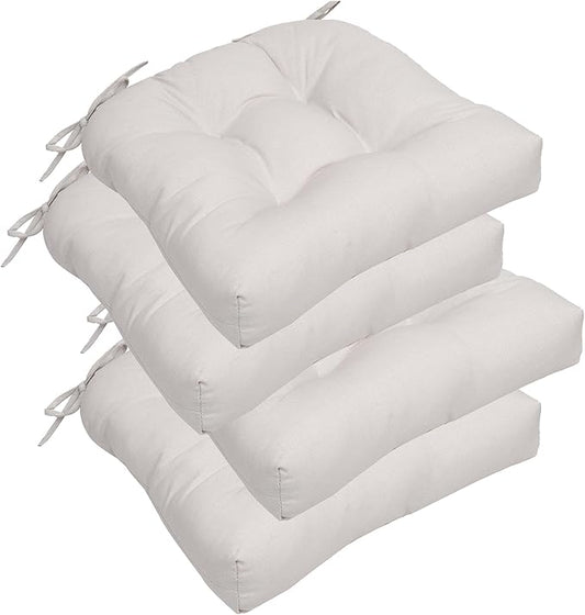 RACE LEAF Patio Chair Cushions 19x19 Inch 4 Pack, Thickened Outdoor Seat Cushions Water Resistant with Non-Slip Ties & Stain Resistant Tufted Design (Beige)