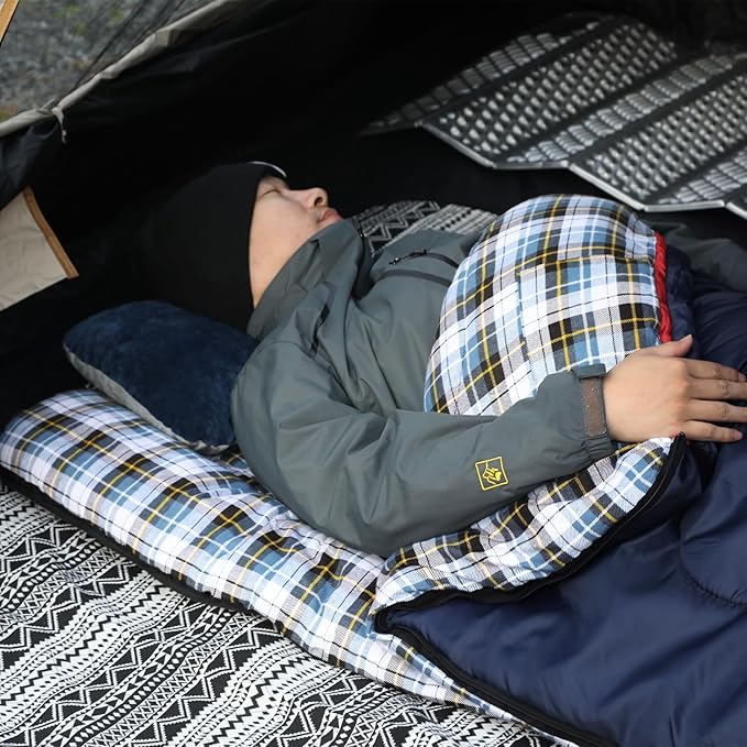 REDCAMP Cotton Flannel Sleeping Bag for Camping Backpacking, Adults Cold Weather Envelope Sleeping Bags with 2/3/4/6lbs Filling