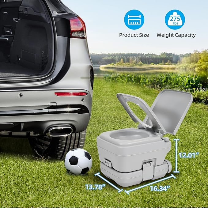YITAHOME 2.6 Gallon Portable Toilet for Camping, RV Travel Potty with Press Flush Pump, Anti-leak Seal Ring for Travel, Boating, Hiking, Trips