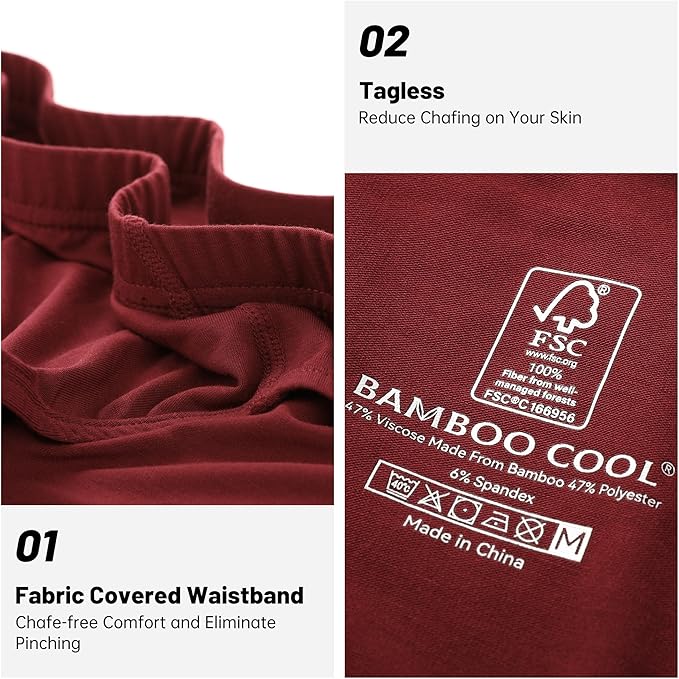 BAMBOO COOL Men's Underwear Briefs Fabric Covered Waistband Underwear Breathable Briefs with 3D Pouch Tagless Panties for Men