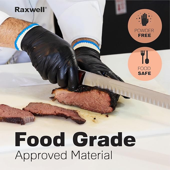 Raxwell BBQ Gloves - 6 Heat Resistant Cotton Liners + 100 Nitrile Food Prep Gloves for Barbecue Smoker, Cooking & Hot Food - Size X-Large - Grilling Accessories