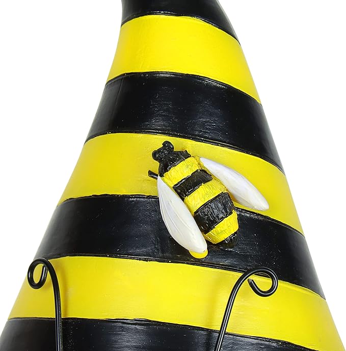 Exhart Solar Beekeeper Garden Gnome Statue, LED Hat, Lantern,Hand Painted Cute Yard Décor, 5.5" x9.5”