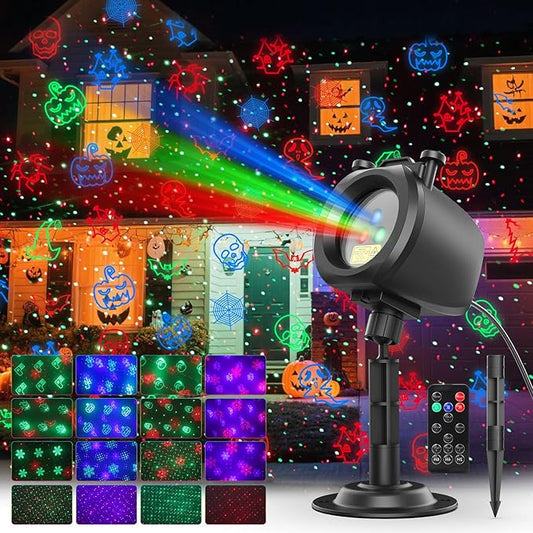 2-IN-1 HD Christmas Laser Lights Projector Outdoor, 4 Slide Moving RGB Firefly Lights with RF Remote, Christmas Decorations Firefly Laser Light Up to 3200 Sq.Ft for Halloween Yard Garden Holiday Party