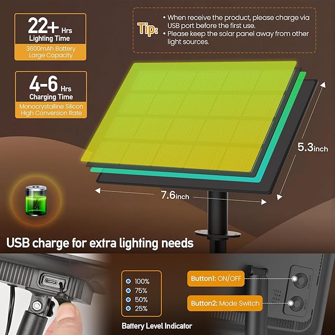 Solar String Lights Outdoor Waterproof 66 FT 30 Sockets 32 LEDs Patio Lighting, USB Charge & Remote Controlled Dimmer Timer, Solar Outdoor Lights for Patio Yard Outside Camping Party 2700K