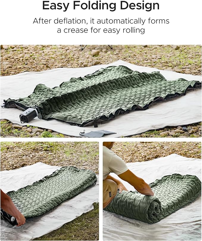 ACACIA 4.3" Thick Self Inflating Sleeping Pad with Foam | Innovative Y-Shaped Telescopic Structure | Ultraportable Camping Mattress | Outdoor Compact Air Mat for Tent Car |