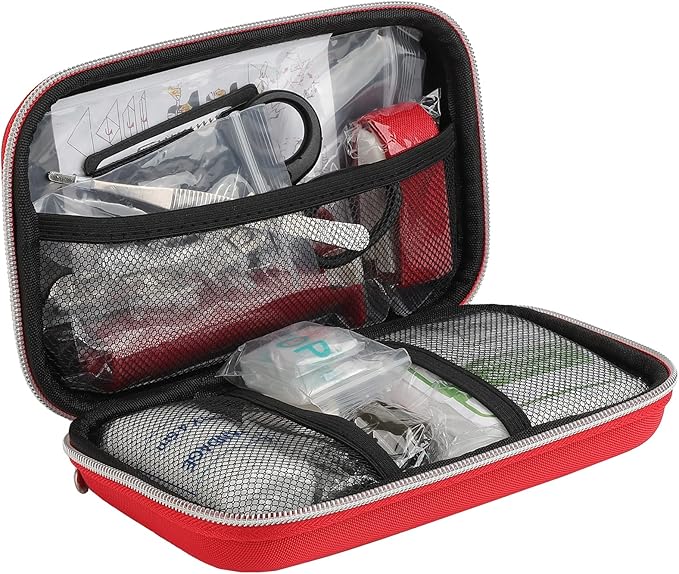 Snake Bite Kit, Bee Sting Kit, Emergency First Aid Supplies, Venom Extractor Suction Pump, Bite and Sting First Aid for Hiking, Backpacking and Camping. Includes Bonus CPR face Shield (Red)