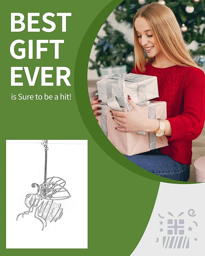 iStatue Solar-Powered Hanging Metal Ladybug Light Garden Decor | Lady Bug Sculpture with Bouncy Springs | Summer Outdoor Art Decorations (Red)