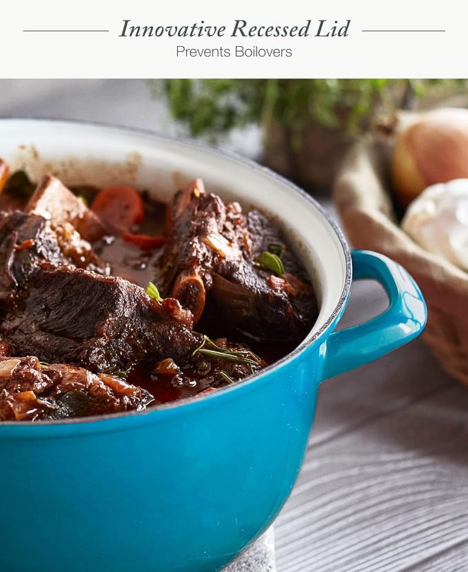 Merten & Storck 7QT Round Dutch Oven Casserole Pot with Lid, European Crafted Enameled Iron Stockpot, Induction & All Cooktops, Braising, Stews, Roasting, Slow Cooking, Sourdough, Aegean Teal