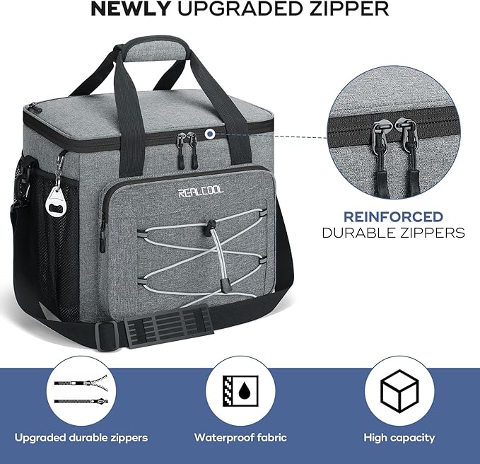 RealCool Soft Cooler Bag 35/45Can, Collapsible Cooler Insulated Leak Proof, Large Lunch Box for Men Women, Soft-Sided Cooler for Picnic, Grocery, Beach, Camping, Travel