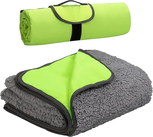 Tirrinia Large Waterproof Outdoor Blanket, Soft Warm Windproof Stadium Blanket with Sherpa Fleece and Foldable for Outdoor Sport, Baseball, Football, Beach, Concerts, Car