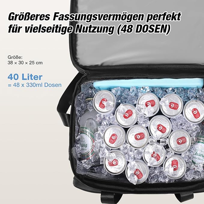 Insulated Cooler Bag 48/75 Cans, Soft Sided Portable Lunch Bag Coolers w/Zippered Top, Leak Proof PVC Interlayer, 5-Layer Insulation Large Ice Chest Bag for Travel, Camping, Beach, Picnic