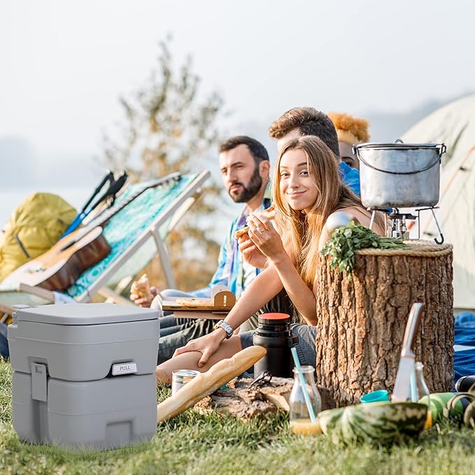 JAXPETY Portable Toilet with Carry Bag, Camping Toilet 5.3 Gallon Waste Tank Porta Potty, Leak-Proof Indoor Outdoor Toilet for RV, Travel, Boating, Fishing