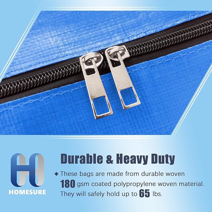 8 Pack Large Strong Moving Bags with Zippers & Carrying Handles - Water-Resistant - Heavy Duty Storage Tote for Space Saving, Fold Flat, Alternative to Moving Box (Multicolored)